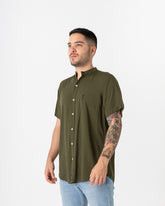 Camisa hombre cuello mao Ladrilleros verde militar (Chalis)